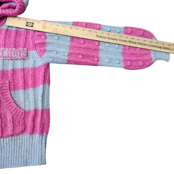 LoveShackFancy Tirzah Pink and Gray Striped Hooded Zip Up Sweater. Sz. XXS - Picture 7 of 7